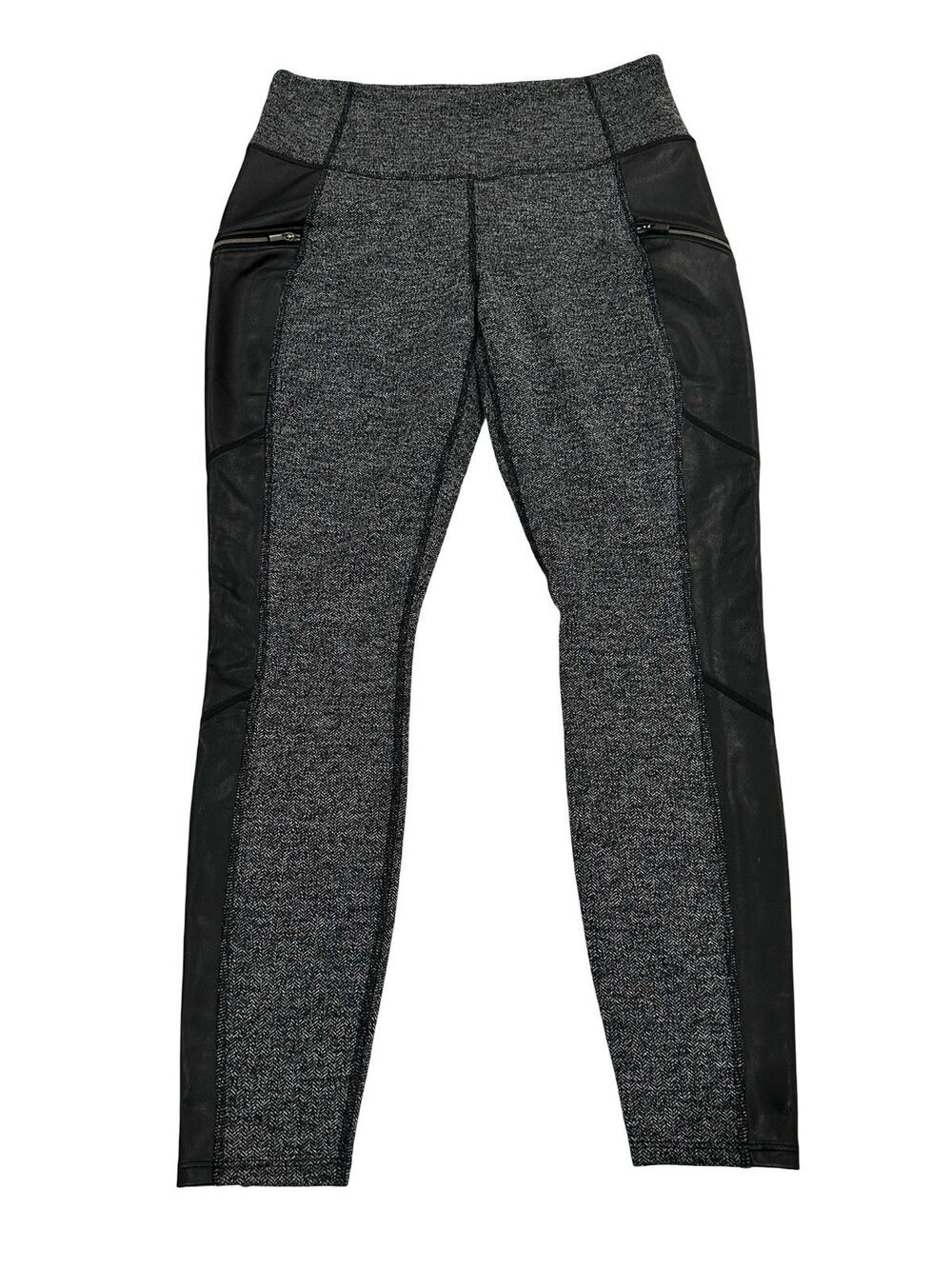 Athleta Herringbone Luxe Metro Drifter Leggings Size M Gray & Black High Rise